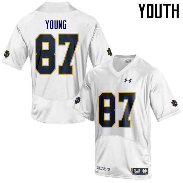 Youth NCAA Notre Dame Fighting Irish #87 Michael Young Stitched College Under Armour Authentic White Football Jersey KH10R55SA